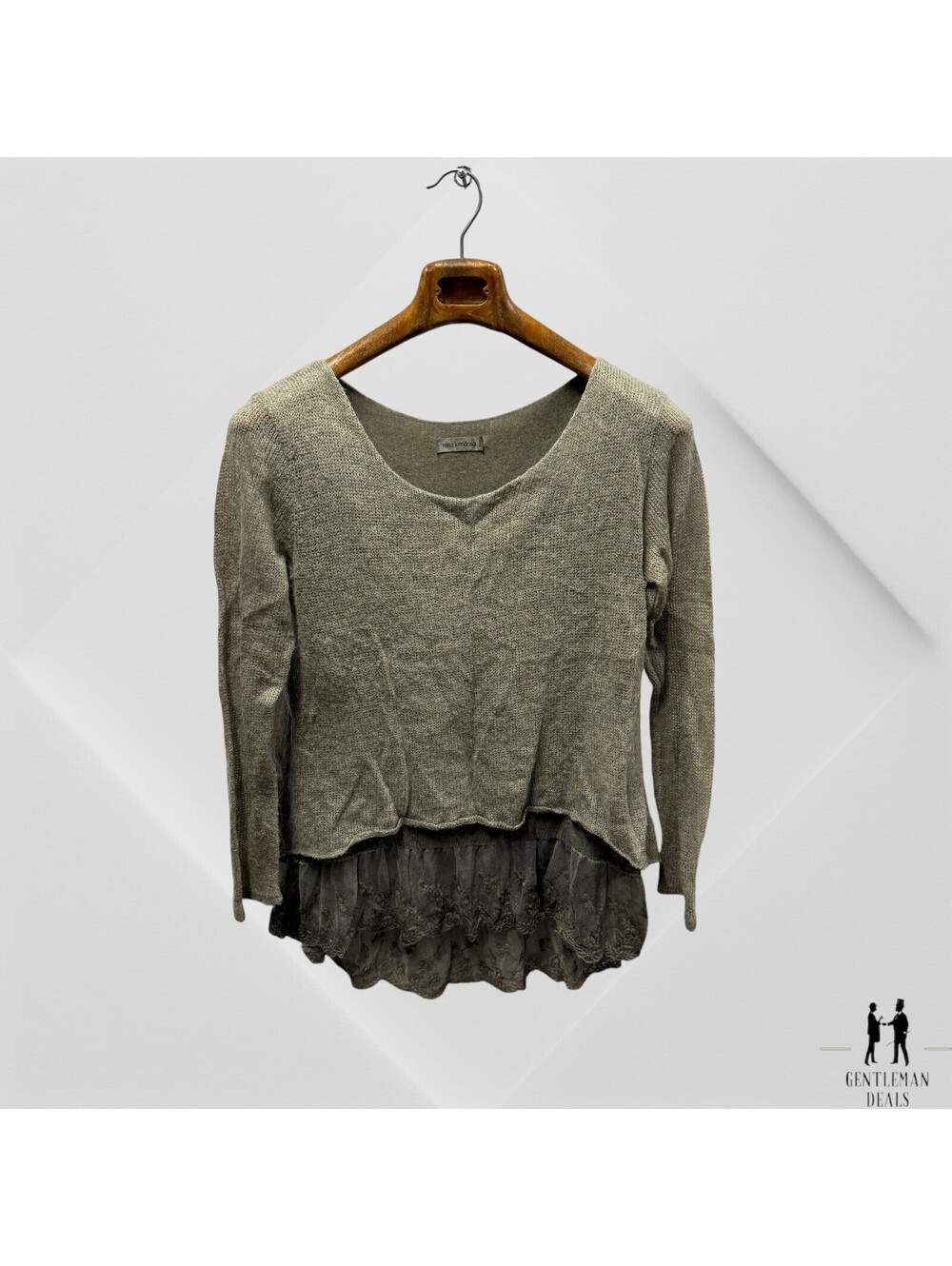 Nina Kendosa Paris Top Size One Size S M Cashmere Silk Cropped gray Lagenlook